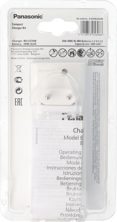 Image du produit Panasonic Chargeur compact BQ-CC50 (2 pcs, AA, 1000 mAh, Piles rechargeables + chargeur)