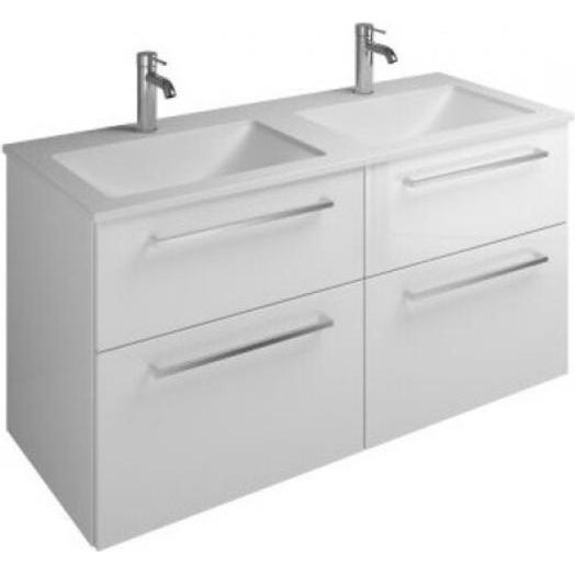 burgbad, Badmöbelset, Eqio Mineralguss-Doppelwaschtisch inklusive Waschtischunterschrank, Breite 1220 mm