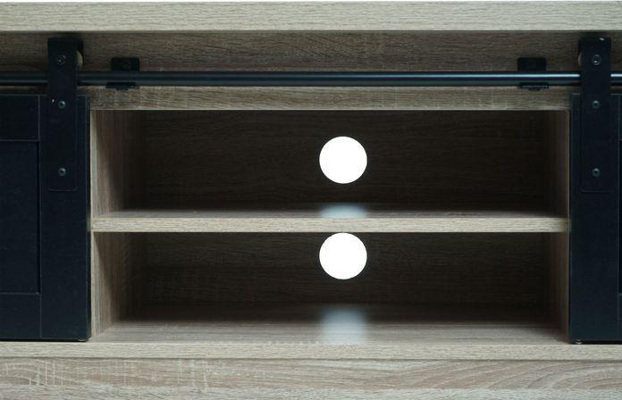 Produktbild Mendler TV-Rack HWC-K75, Holz-Optik Industrial Metall 43x150x40cm, naturfarben