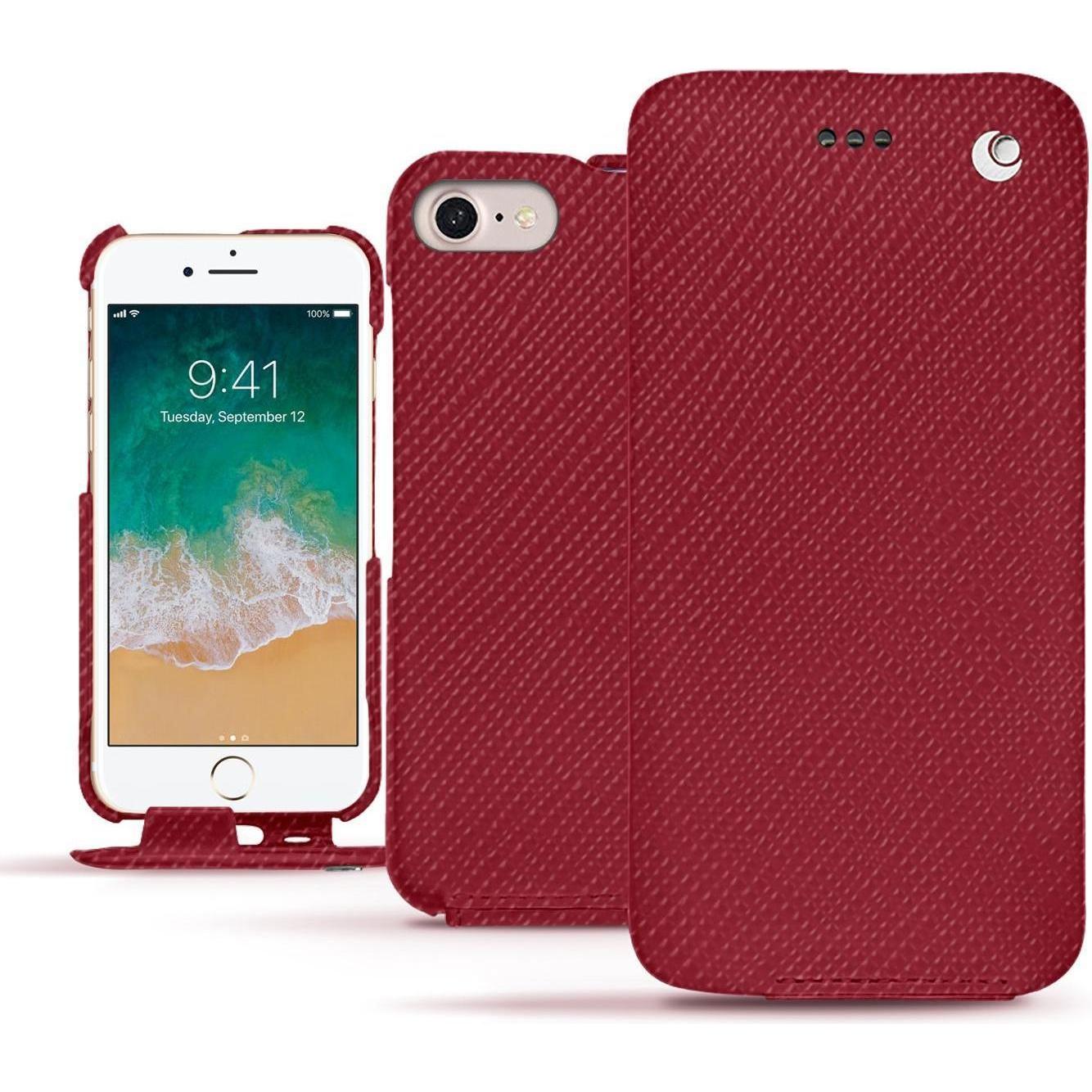 Noreve Lederschutzhülle vertikal (Apple iPhone 7), Smartphone Hülle, Rot