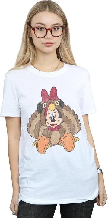 Actual product image Disney Womens/Ladies Minnie Mouse Thanksgiving Turkey Costume Cotton Boyfriend T-Shirt (XL)