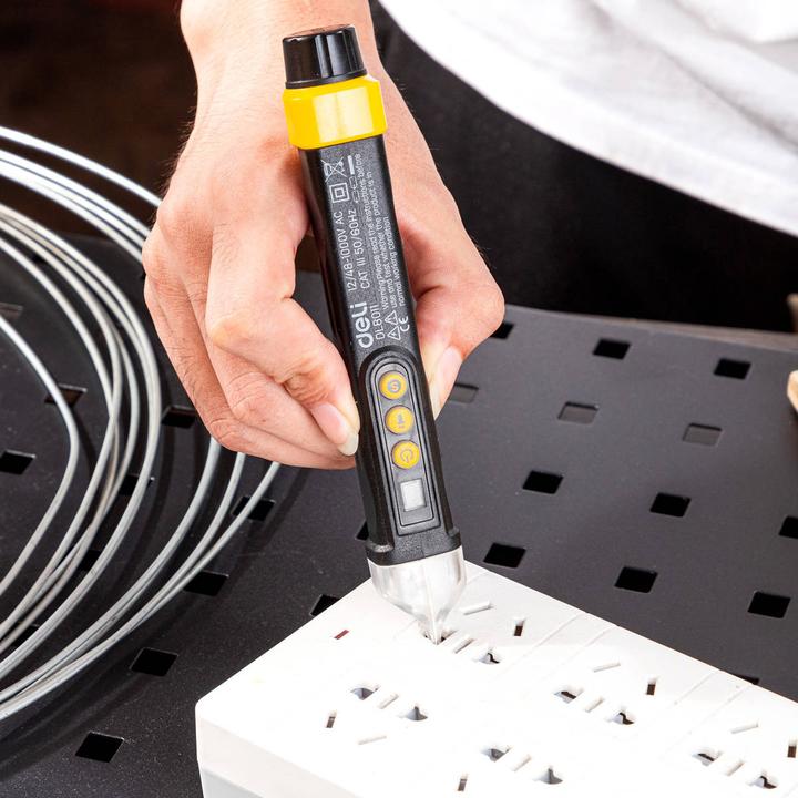 Image du produit Deli Tools Testeur de tension sans contact EDL8011, 12/48-1000V AC (noir) (CAT III 1000V)