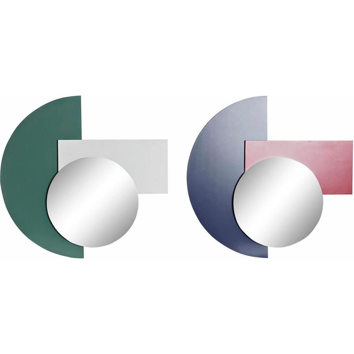 DKD Home Decor, Specchio, Wandspiegel Blau Weiss Rot türkis Moderne 46,5 x 2,5 x 45 cm (2 Stück)