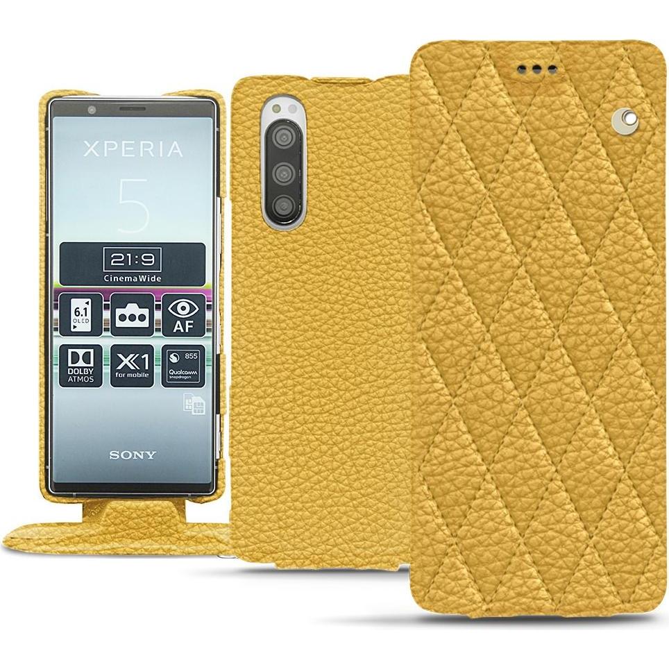 Thumbnail - Noreve Lederschutzhülle vertikal (Sony Xperia 5), Smartphone Hülle, Orange