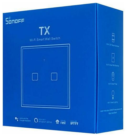 Actual product image Sonoff T3EU2C - 2-gang Wi-Fi Smart Wall Switch - Black