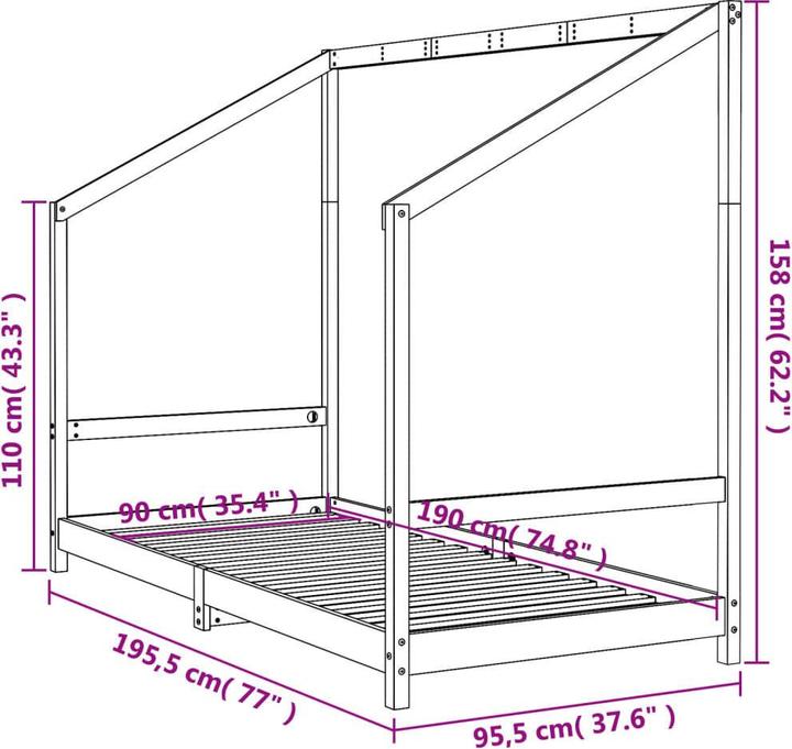 Produktbild vidaXL Kinderbett (90 x 190 cm)