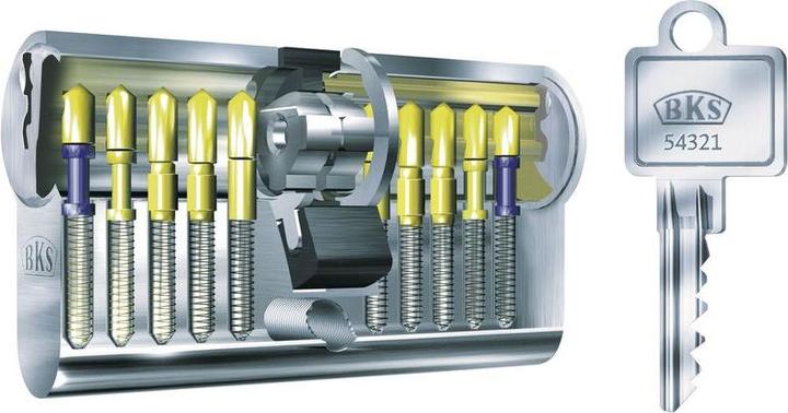 Actual product image BKS Profile double cylinder PZ 8812 45/75 mm emergency and danger function on both sides No. of keys 3