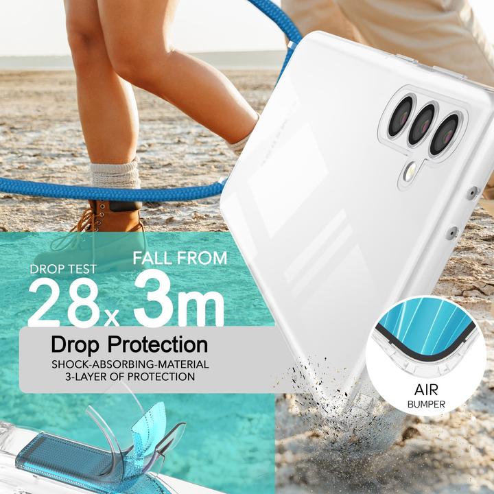 Actual product image Nalia Clear hybrid case with chain to hang around the neck
