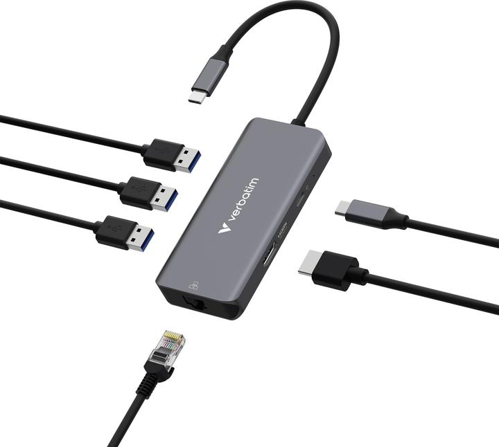 Produktbild Verbatim HUB USB-C 6PORT RJ45 (USB-C, 6 Ports)