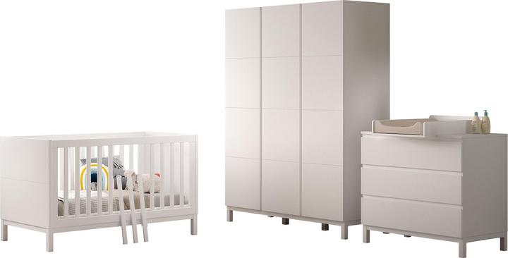 Vipack Babyzimmer Eva 4-teilig Set 70 (Lit de bébé, Armoires pour enfant, Unité de changement)