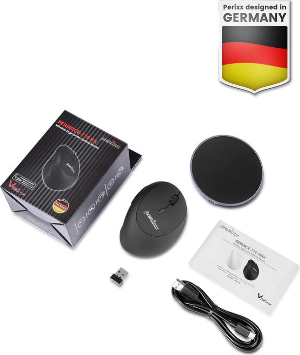 Actual product image Perixx Wireless Duo-Rechargeable Ergonomic Vertical Mouse With Charging pad (Wireless)
