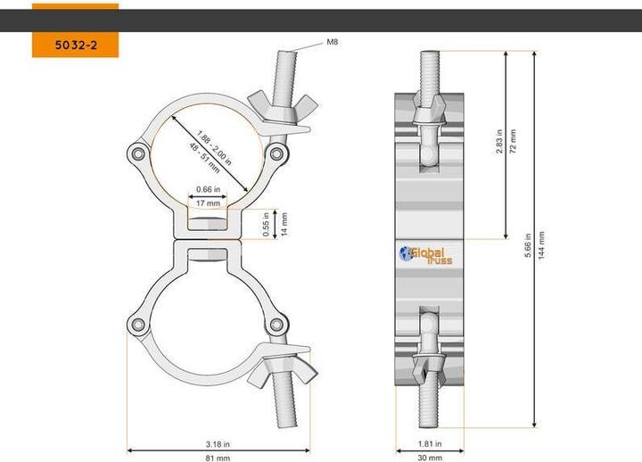 Image du produit Global Truss Swivel Coupler Small 48-51/30/100kg