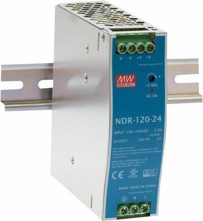 MeanWell Mean Well 120W 24V DC Industrie Hutschienen-Netzteil (-20 bis +70Â°C