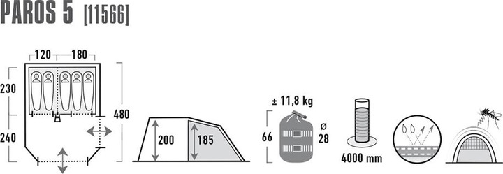 Actual product image High Peak Paros 5 (Tunnel tent, 11.70 kg, 5 persons)