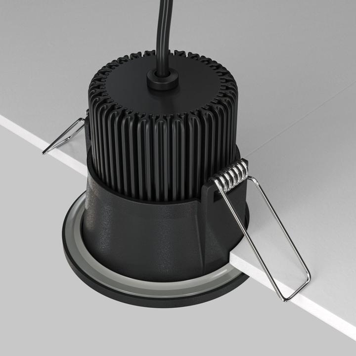 Actual product image Maytoni Zoom LED downlight, recessed light 6W dimmable black IP65 90Ra Ø6mm warm white (370 lm)