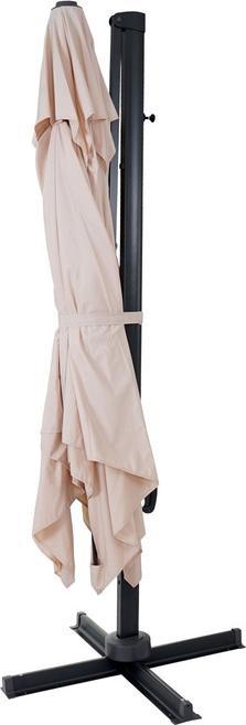 Actual product image Swisshandel24 Gastronomy traffic light umbrella, 3x3m (Ø4.24m) swivelling, polyester aluminium/steel 23kg, cream (3 m)