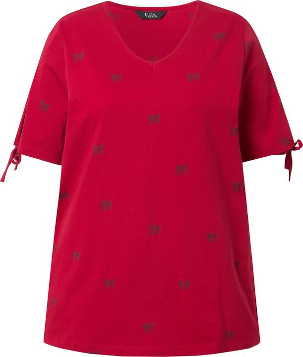 Produktbild Ulla Popken T-Shirt, Schleifen, A-Linie, V-Ausschnitt, Halbarm (58)