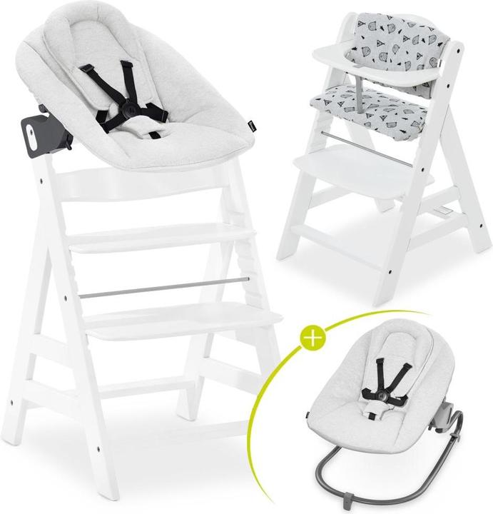 Produktbild Hauck Hochstühle Alpha Plus White 4-tlg. Newbornset Light Grey - (Hochstuhl)