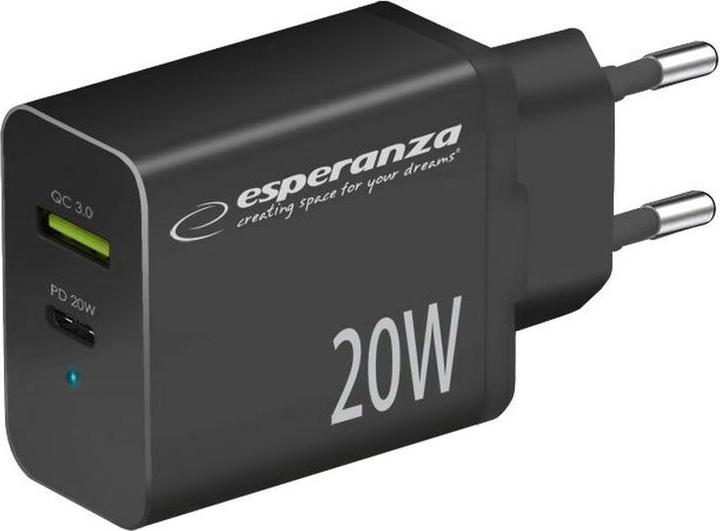 Esperanza EZC105K Netzladegerät 20W Schwarz (20 W, 2 Ports)