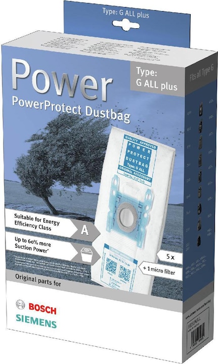 Produktbild Bosch Hausgeräte 00577549 Typ G All Plus PowerProtect SMS Staubsaugerbeutel und Filter-Set (6 x)