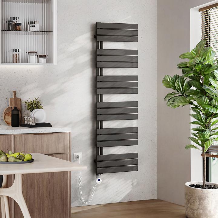 Produktbild Emke Elektrischer Handtuchwärmer mit Heizstab und Timer, Anthrazit 1599x500mm 1000W (1000 W)