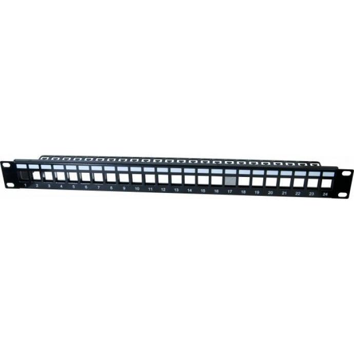 Tecline Modulträger für 24 Keystone -Anschlussbuchsen, 48,30cm (19"), 1 HE, schwarz Zum Aufbau eines Patchfe, Serverschr...