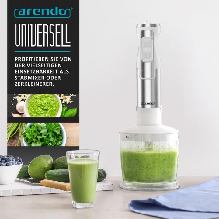 Actual product image Arendo Hand blender, stainless steel DC hand blender with chopper & measuring jug, four-bladed blade