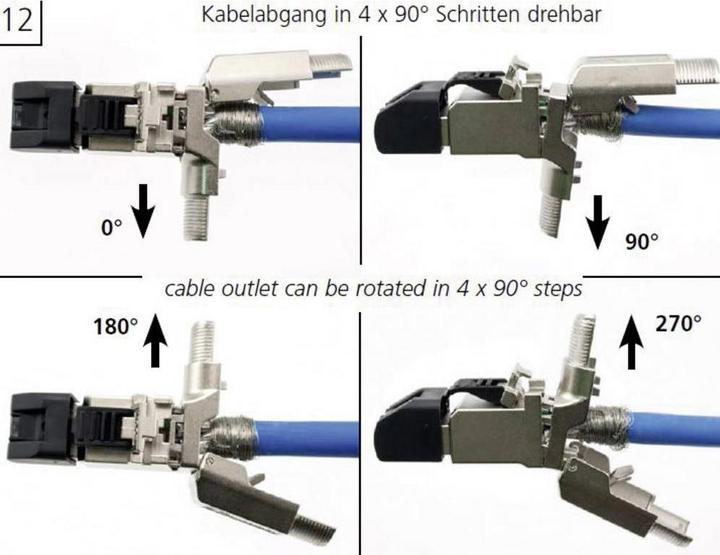Produktbild Telegärtner Cat6 RJ45 MFP8 right angle shielded plug