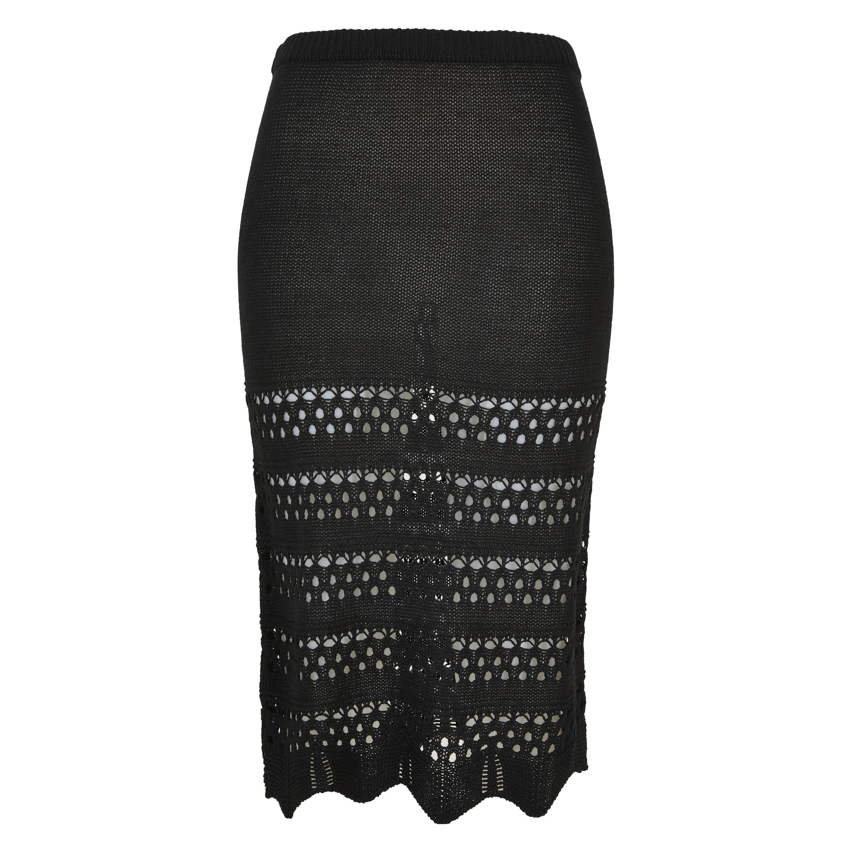 Urban Classics, Damen, Röcke, Strickrock Häkelrock 3/4 Frau, Schwarz, (3XL)