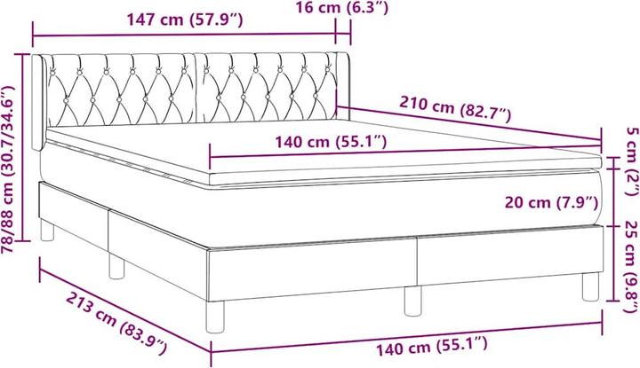 Produktbild vidaXL Boxspringbett (140 x 210 cm)