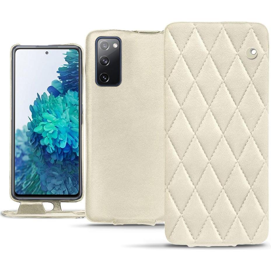 Noreve Lederschutzhülle vertikal (Samsung Galaxy S20 FE), Smartphone Hülle, Weiss
