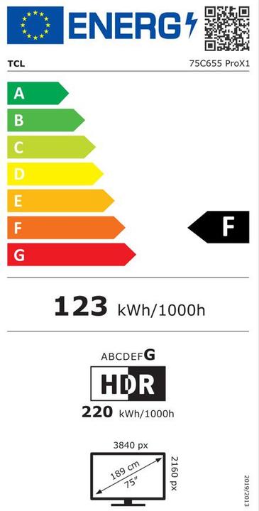 Energie-Label TCL 75C655 Pro (75", QLED, 4K, 2024)