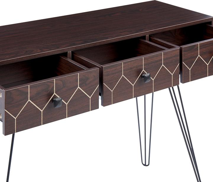 Produktbild Beliani Konsolentisch dunkler Holzfarbton / schwarz 3 Schubladen MALSALA (110 x 39 x 79 cm)