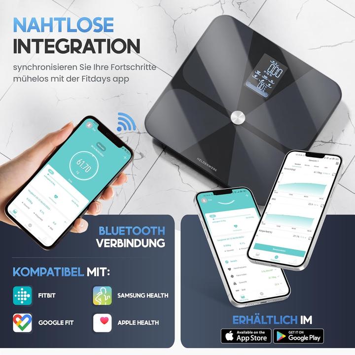 Immagine prodotto Heldenwerk Personenwaage mit App (180 kg)