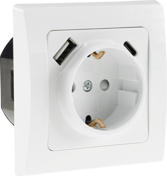 Produktbild Delphi Schutzkontakt-Steckdose 23340, UP, 16A/250V, USB-C/PD, weiss