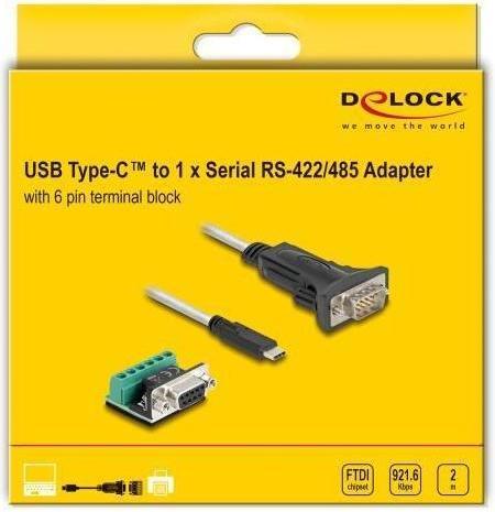 Actual product image Delock Adapter USB 2.0 Type-C to 1 x serial RS-422/485 connector (2 m)