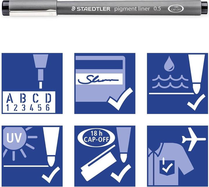 Image du produit Staedtler pigment liner 308 Fineliner, produit unique, bleu, env. 0,5 mm (Bleu, 1 x)