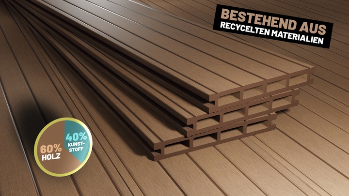 Produktbild ® 24m² Braun WPC Terrassendielen Komplettset