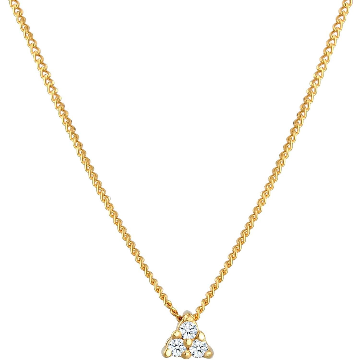 Elli, Collana, Dreieck Diamant Halskette, (585 Oro Giallo, 45 Cm)