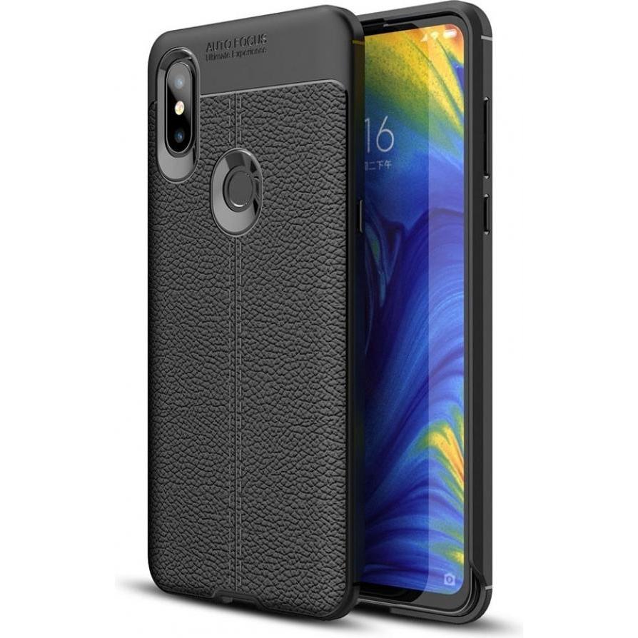 Screenguard Xiaomi Mi Mix 3 Hülle Leather Design TPU Cover (Xiaomi Mi Mix 3), Smartphone Hülle, Schwarz
