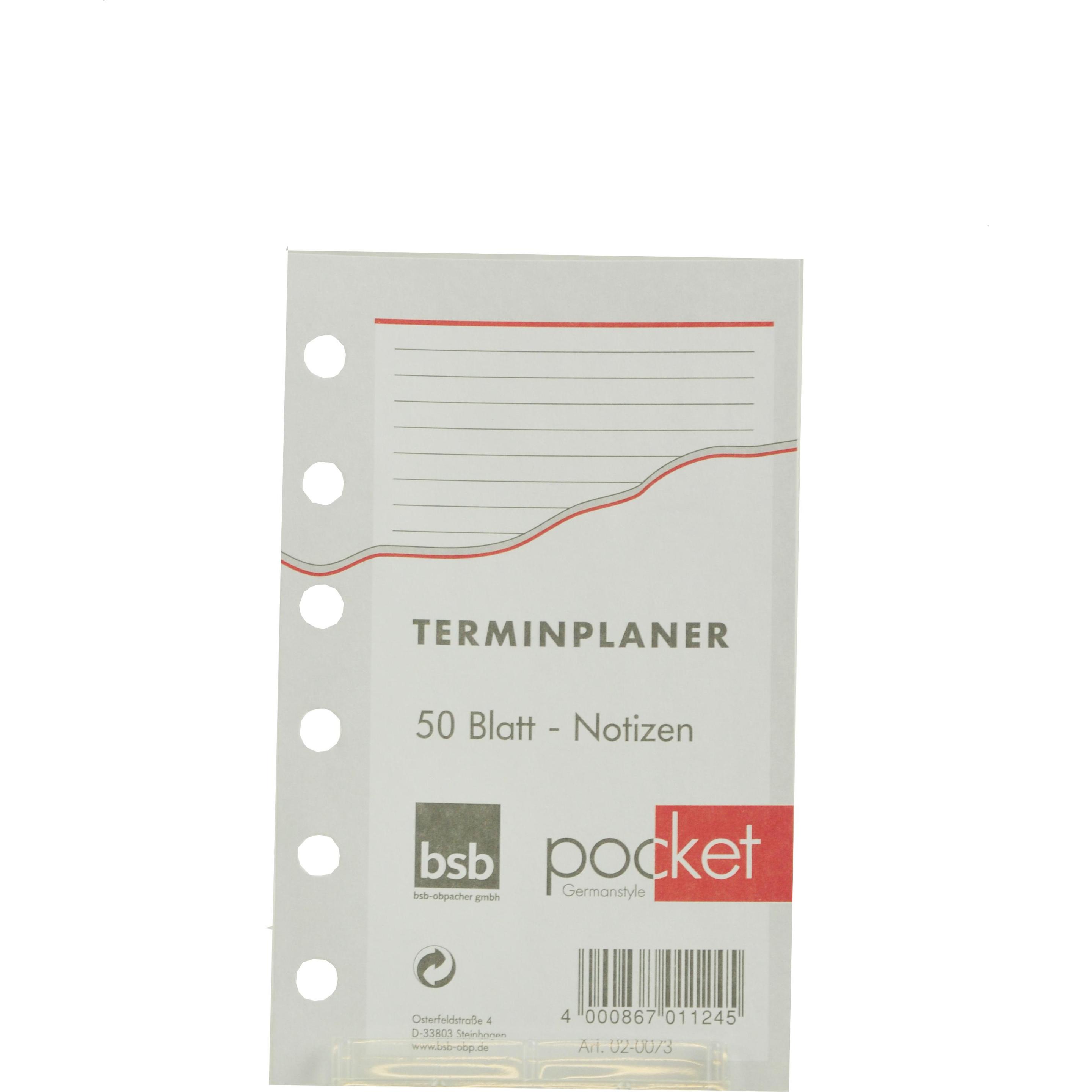 BSB-Obpacher, Kalender, Einlagen für Timer ca. A7 liniert 50 Blatt (Kein Einband)