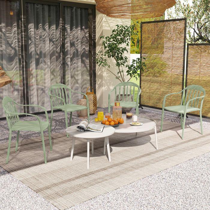 Immagine prodotto Swisshandel24 4er Set Gartenstuhl, Kunststoff, stapelbar, bis 120 kg, Grün