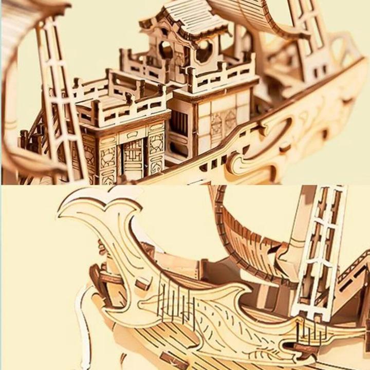 Actual product image Robotime Rolife 3D wooden puzzle Japanese diplomatic ship 91 pieces (91 pieces)