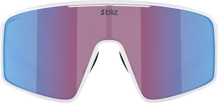 Actual product image Bliz P001S (matt white, White, Nano Optics Nordic Light Begonia - Violet w Blue Multi, Rose/purple blue mirrored)
