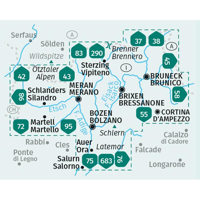 Thumbnail - Wanderkarten-Set 699 Südtirol, Alto Adige, South Tyrol (4 Karten) 1:50.000, Landkarte