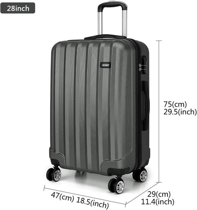 Immagine prodotto Kono Valigia rigida con rotelle spinner 360°, leggera e resistente, set 3 pezzi