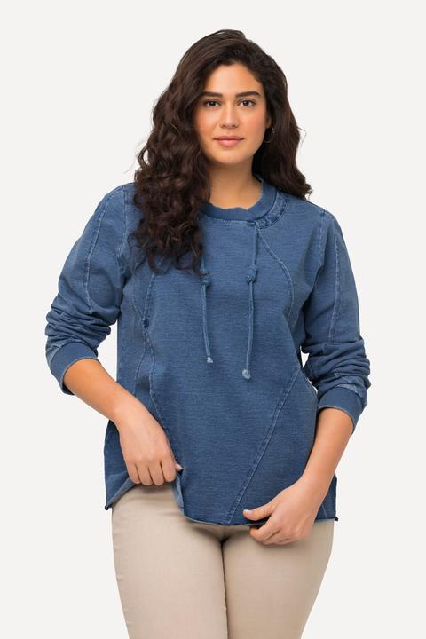 Produktbild Ulla Popken Sweatshirt, Schmucknähte, offenkantig, Rundhals, Langarm (58)