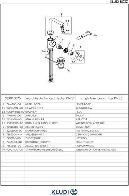 Image du produit Kludi Mitigeur de lavabo BOZZ