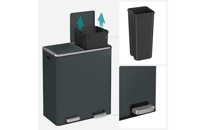 Produktbild Songmics Abfalleimer 60 l, Grau (60 l)