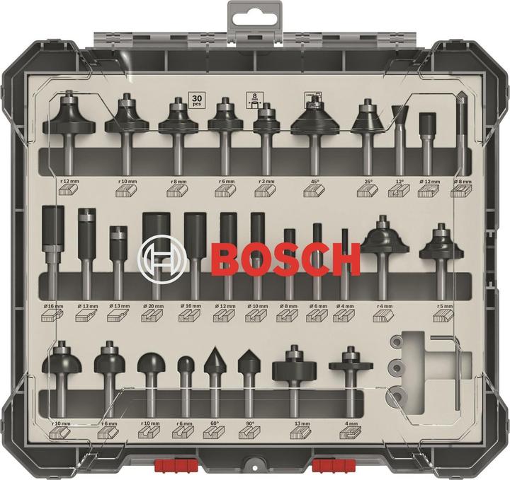 Immagine prodotto Bosch Professional Zubehör Set di bave a mano libera. Gambo da 8 mm. 30 pezzi